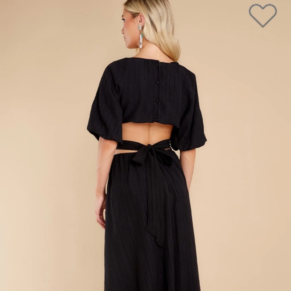 Red dress boutique Hold my hand black cutout dress.